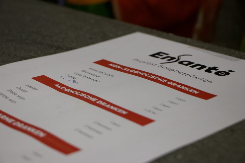 spaghettifestijn De drankenlijst van het spaghettifestijn